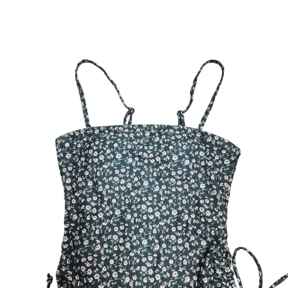 Floral One-Piece Swimsuit Adjustable Side Ties Spaghetti Straps Womens Size XS - Picture 3 of 6